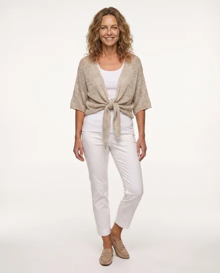 Bolero B�ndchengarn in taupe von Italia Moda