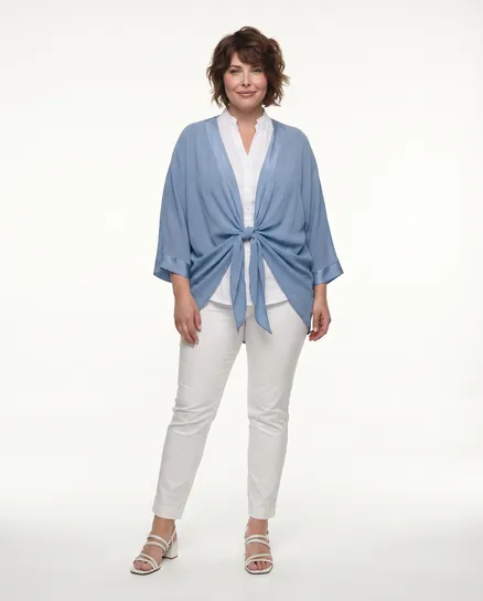 Bolero Jacke Blusenstil in blau von H. Trend