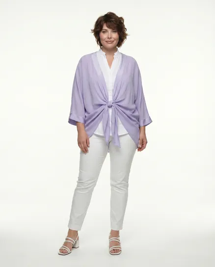 Bolero Jacke Blusenstil in lila von H. Trend