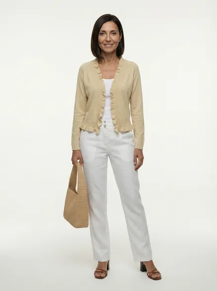 Bolero Viskosestrick in creme von Made in Italy