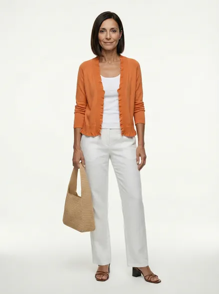 Bolero Viskosestrick in orange von Made in Italy