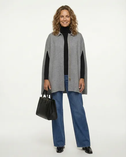 Cape Jacke in grau von Made in Italy
