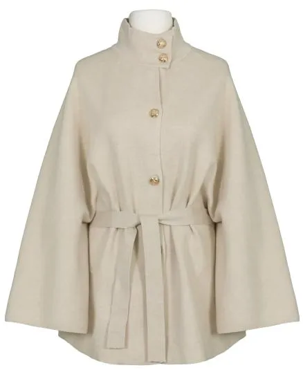 Cape mit Bindeg�rtel in beige von Italian Design