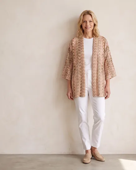 Cardigan Ajourmuster in beige von Selected Touch