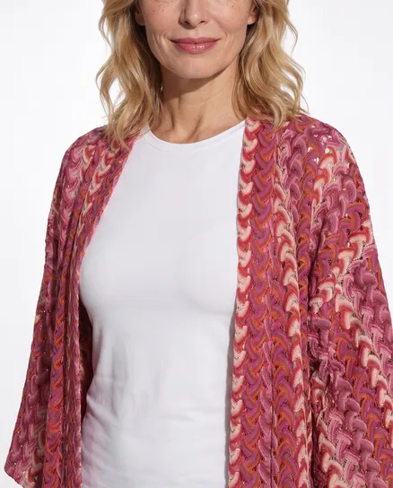 Cardigan Ajourmuster in pink von Selected Touch
