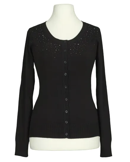 Cardigan mit Schmucksteinen in schwarz von Made in Italy