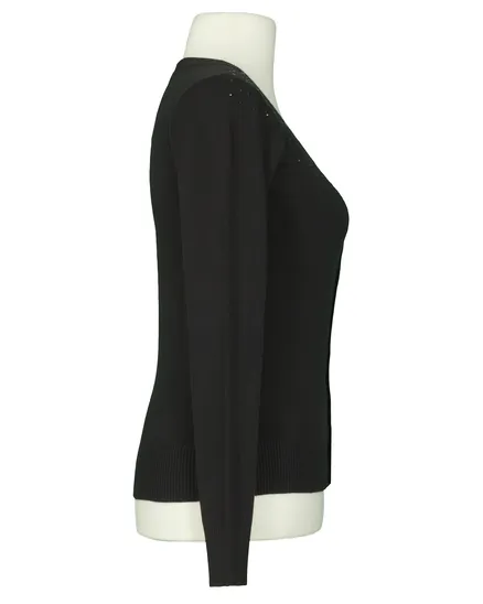 Cardigan mit Schmucksteinen in schwarz von Made in Italy