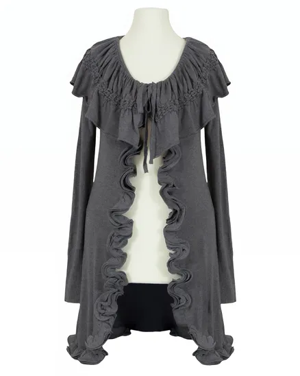 Cardigan mit Volant in grau von Preziosa