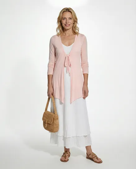 Cardigan Viskose in apricot von Made in Italy