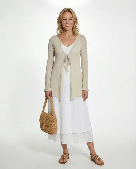 Cardigan Viskose in beige von Made in Italy