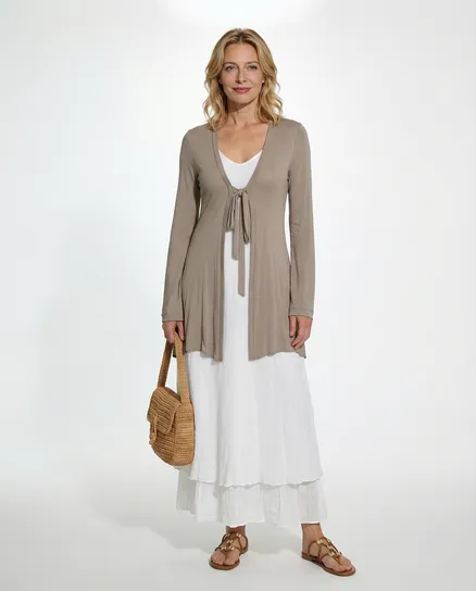 Cardigan Viskose in taupe von Made in Italy