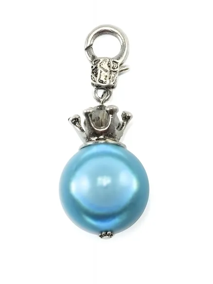 Charm Anh�nger Kugel mit Krone in aqua von Fashion Jewelry
