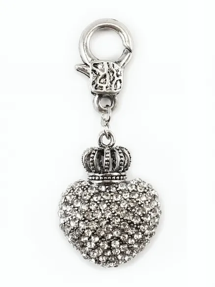 Charm Herz mit Krone Strass in silbern von Fashion Jewelry