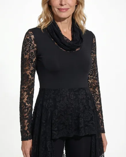 Chasuble Kleid mit Spitze in schwarz von FASHION