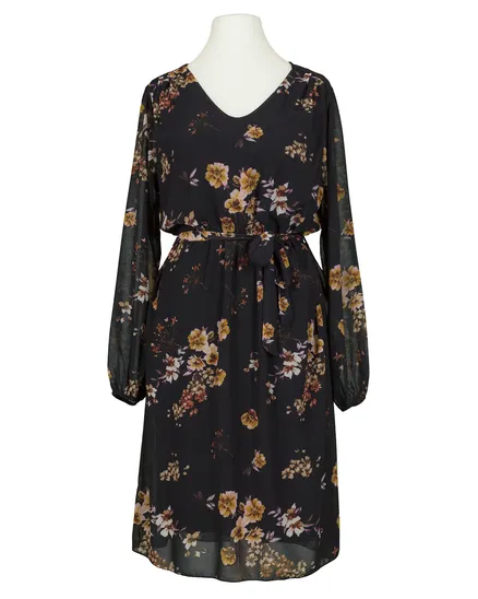 Chiffon Bl�tenkleid in schwarz von Made in Italy