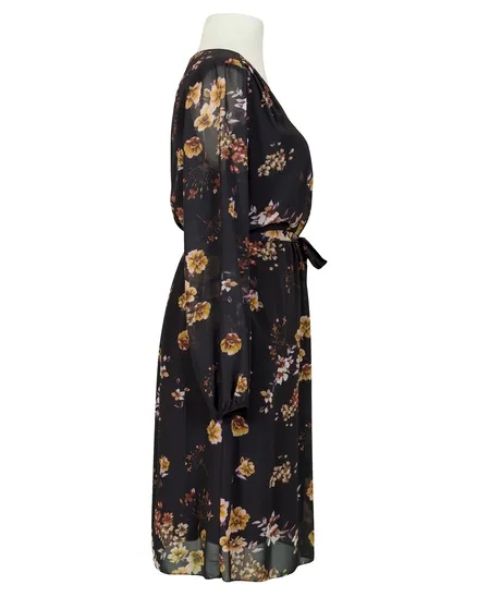 Chiffon Bl�tenkleid in schwarz von Made in Italy