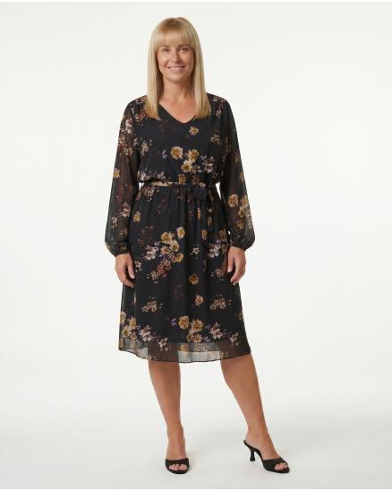 Chiffon Bl�tenkleid in schwarz von Made in Italy