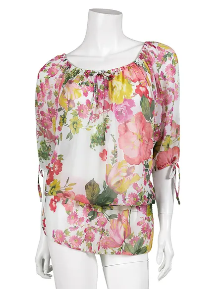 Chiffon Bluse Floral in wei� von fashion made in italy