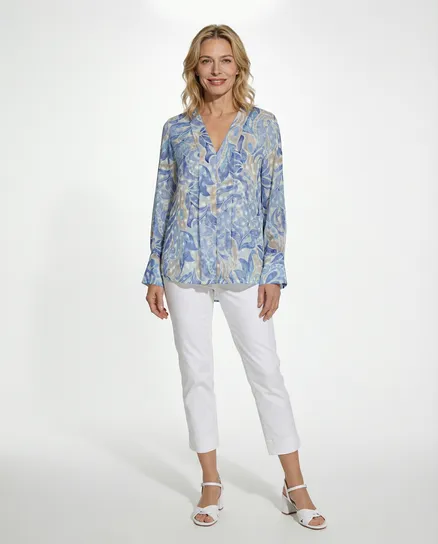 Chiffon Blusenshirt Floral in blau von Lamiar