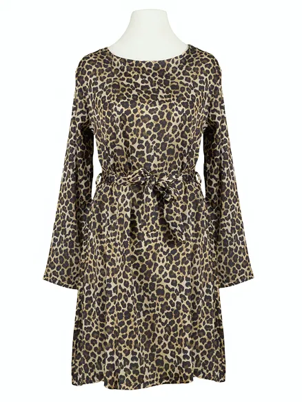 Chiffon Kleid Leoprint in schwarz von Montan