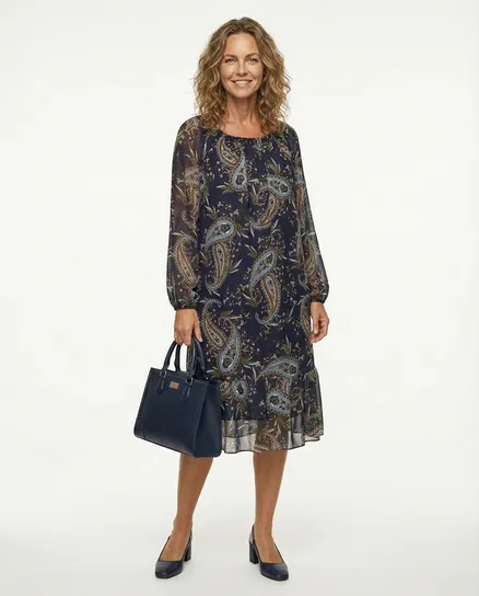 Chiffon Kleid Paisley in blau von Diana