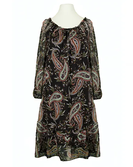 Chiffon Kleid Paisley in schwarz von Diana