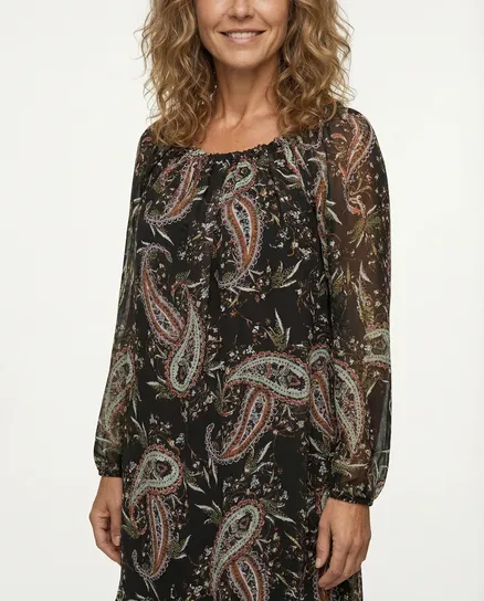 Chiffon Kleid Paisley in schwarz von Diana