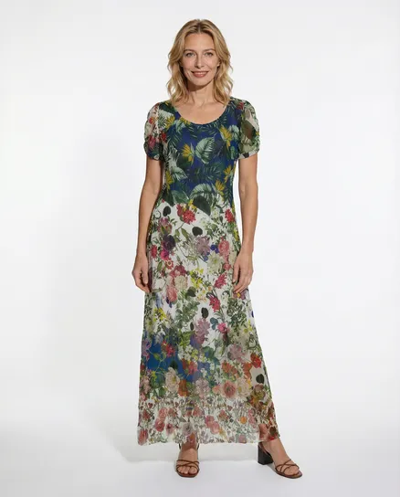 Chiffon Maxikleid Floral in bunt von Selected Touch