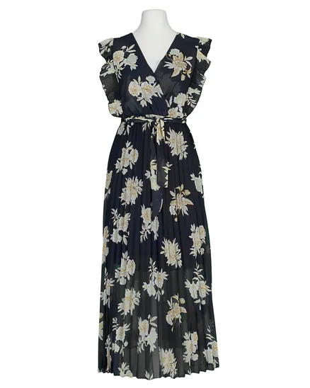 Chiffon Maxikleid mit Plissee in schwarz von Made in Italy
