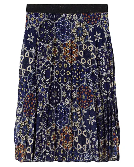 Chiffon Plisseerock Print in blau von Diana