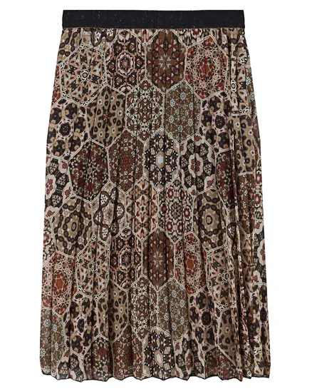 Chiffon Plisseerock Print in braun von Diana