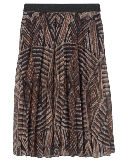 Chiffon Plisseerock Print in braun von Diana