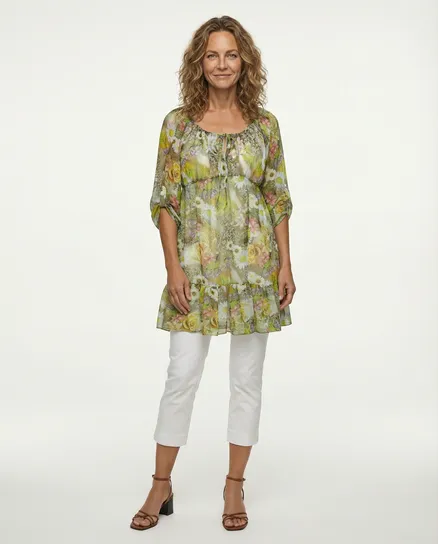 Chiffon Tunika floral in gr�n von A. de Zarina