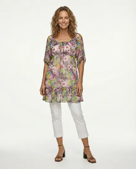 Chiffon Tunika floral in pink von A. de Zarina