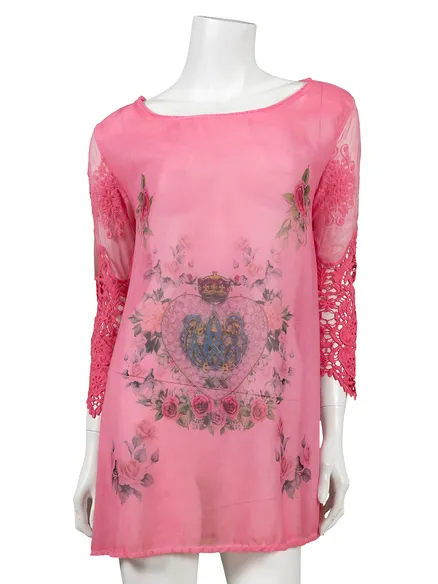 Chiffon Shirt mit Print in pink von ever new fashion