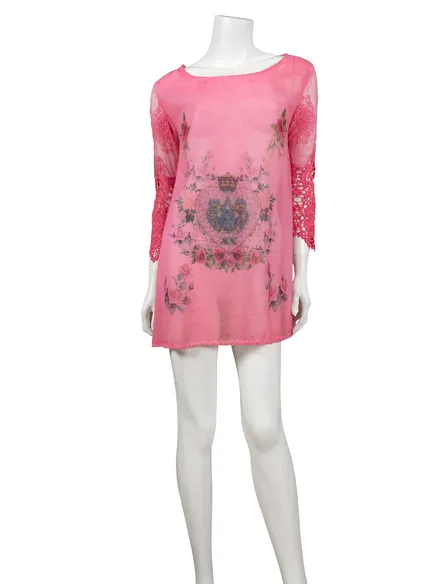 Chiffon Shirt mit Print in pink von ever new fashion