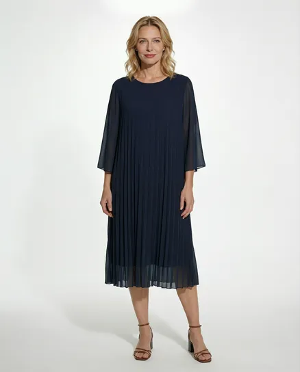 Chiffonkleid Plissee in blau von Made in Italy