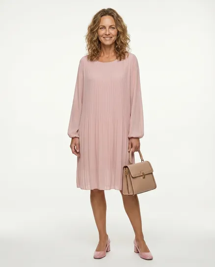 Chiffonkleid Plissee in rosa von Made in Italy