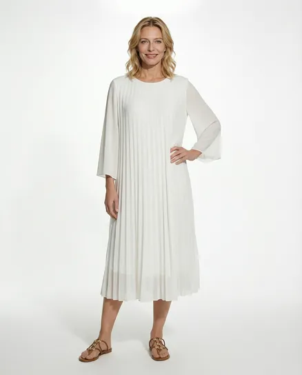 Chiffonkleid Plissee in wei� von Made in Italy