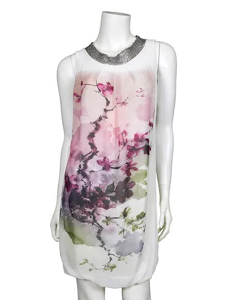 Chiffon Tunika Floral in wei� von Spaziodonna