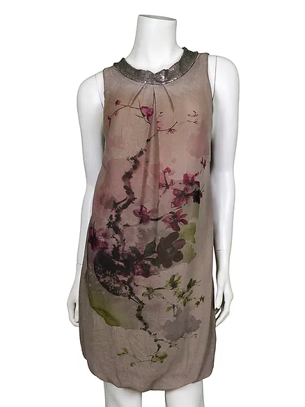Chiffon Tunika Floral in braun von Spaziodonna