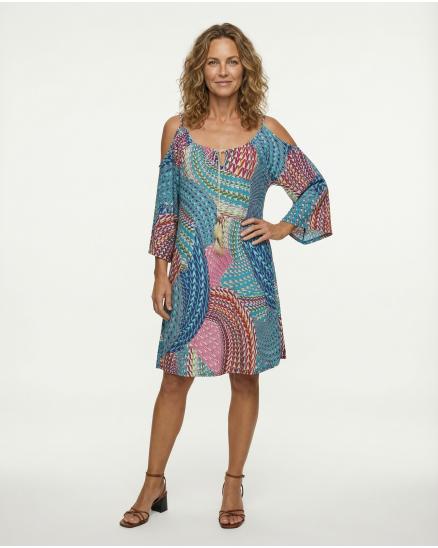 Cold-Shoulder Kleid in blau von fashion made in france