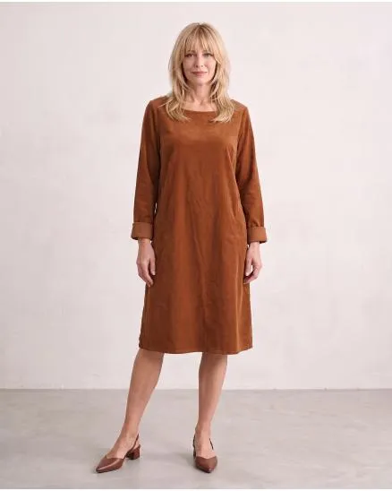 Cordkleid Baumwolle in rostbraun von Made in Italy