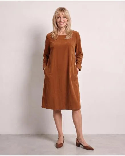 Cordkleid Baumwolle in rostbraun von Made in Italy