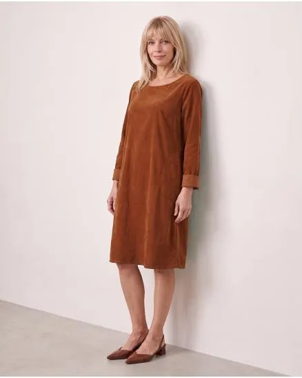 Cordkleid Baumwolle in rostbraun von Made in Italy