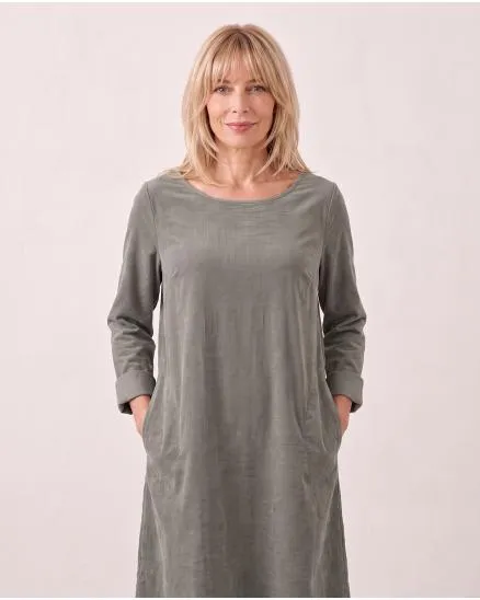 Cordkleid Baumwolle in taupe von Made in Italy