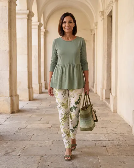 Crash Hose Floral in khaki von Selected Touch