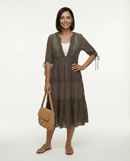 Empire Kleid mit Seide in braun von Donna