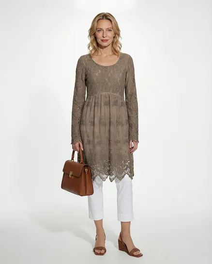 Empire Spitzenkleid in braun von Diana