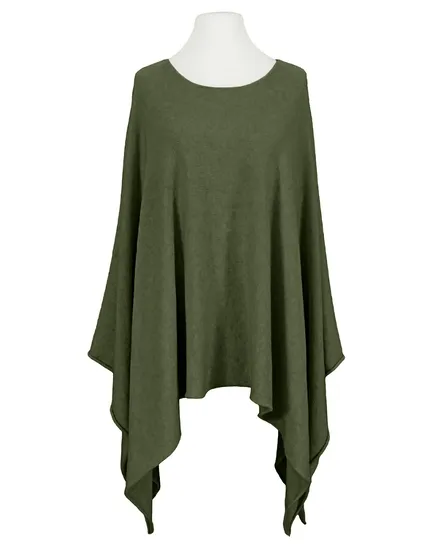 Feinstrick Poncho mit Viskose in oliv von Mia Mia